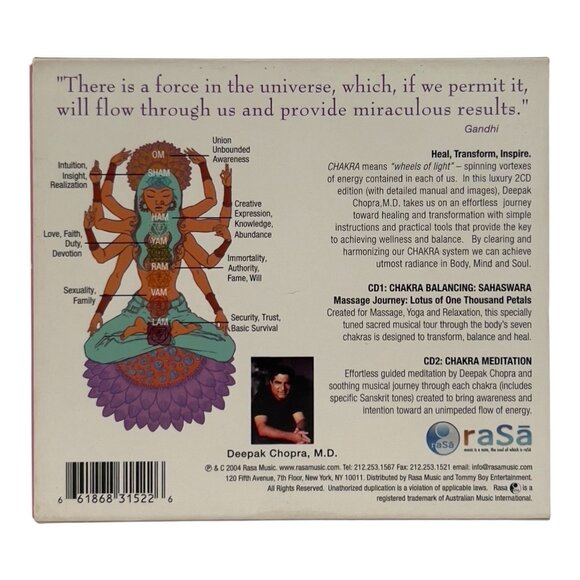 Deepak Chopra 2CD Set Chakra Balancing: Body, Mind & Soul - Soul of Healing - Picture 3 of 10